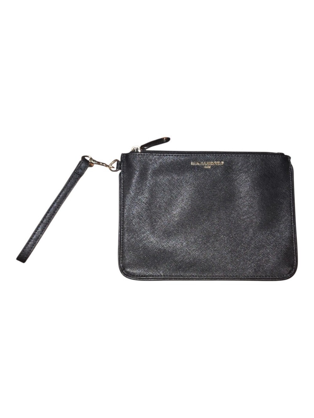 Karl Lagerfeld Black Leather Wristlet Clutch